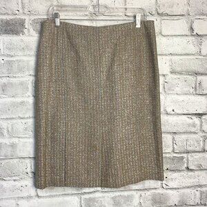 Escada Silk Wool Metallic Tweed Pencil Skirt
